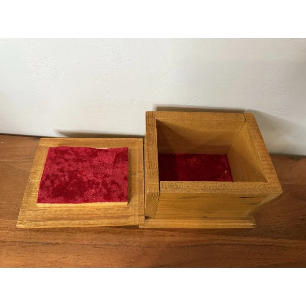 Carved Duck, Folk Art Wooden Duck Box Handcarved Hunting Decor Red Velvet Signed